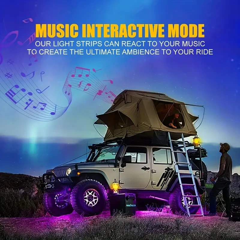 Vibrant Undercar LED Strip Lights - App-Controlled, 16 Million Colors