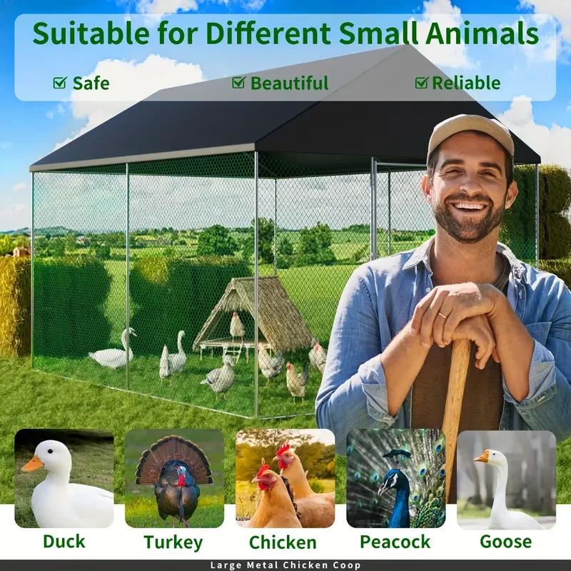 Metal Chicken Coop: Outdoor Large Metal Poultry Cage