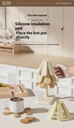 4pcs Silicone Mat Dishes Insulation Pad Tree Shape Trivet Set Coaster For Teapot Hot Pots Halloween Placemats Table Gift Kitchen Gadgets