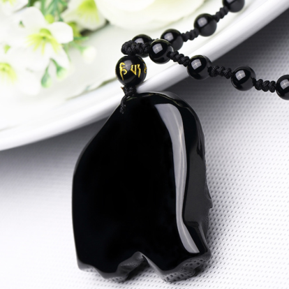 Carved Scrubs Natural Crystal Obsidian Pendant