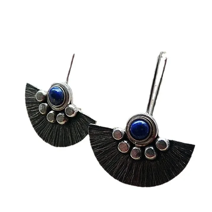 Ethnic Style Retro Semicircle Fan-shaped Metal Alloy Earrings