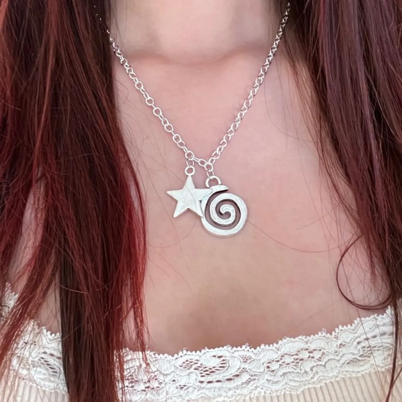 Spiral Symbol Pendant Necklace Vintage Lady