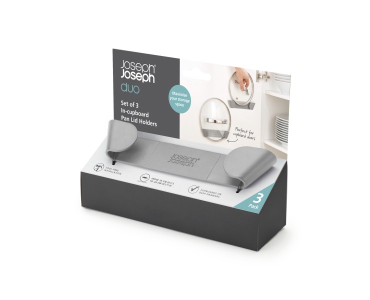 3pc Pan Lid Holders (Grey)  - Joseph Joseph Duo