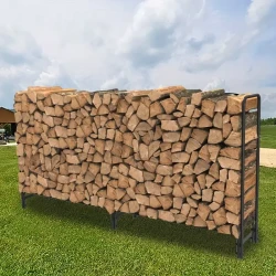 Heavy-Duty Metal Firewood Rack  Wrought Iron Log Holder for Fireplace