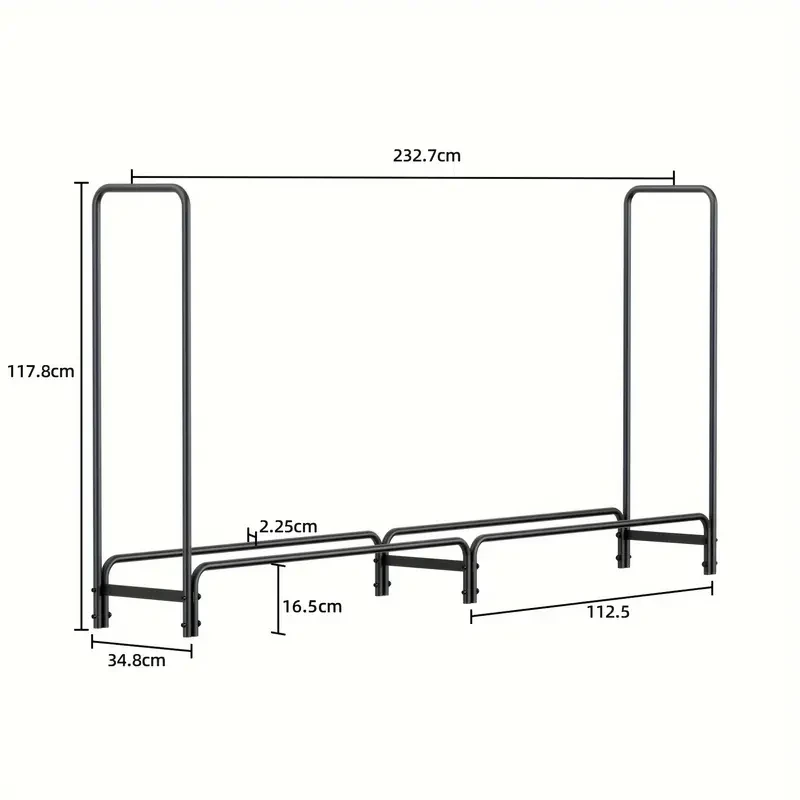Heavy-Duty Metal Firewood Rack Wrought Iron Log Holder for Fireplace