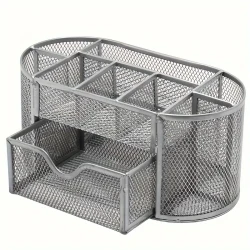 Pen Holder Mesh Desk Tidy  Desktop Stationery Organizer with Drawer