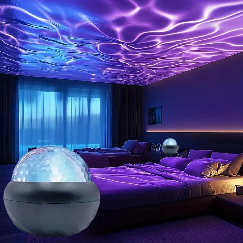 Black LED Water Ripple Projector Multi-Color USB Crystal Ball Night Light