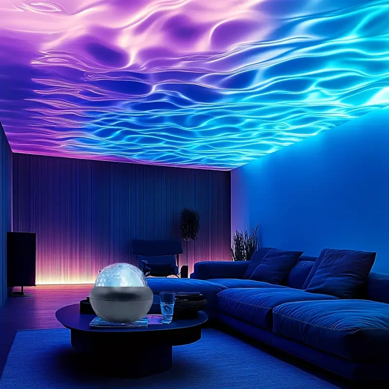 Black LED Water Ripple Projector Multi-Color USB Crystal Ball Night Light