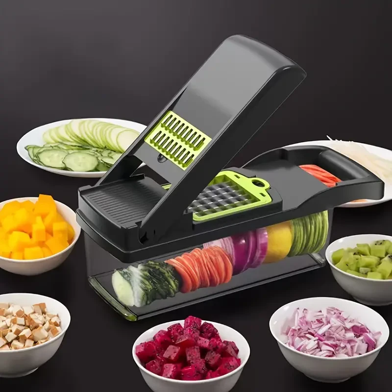 16-in-1 Multifunctional Vegetable Chopper Manual Slicer & Dicer with Container