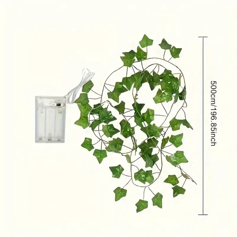 5.0m Artificial Ivy Leaf Plants with LED String Lights Green Vine Garland