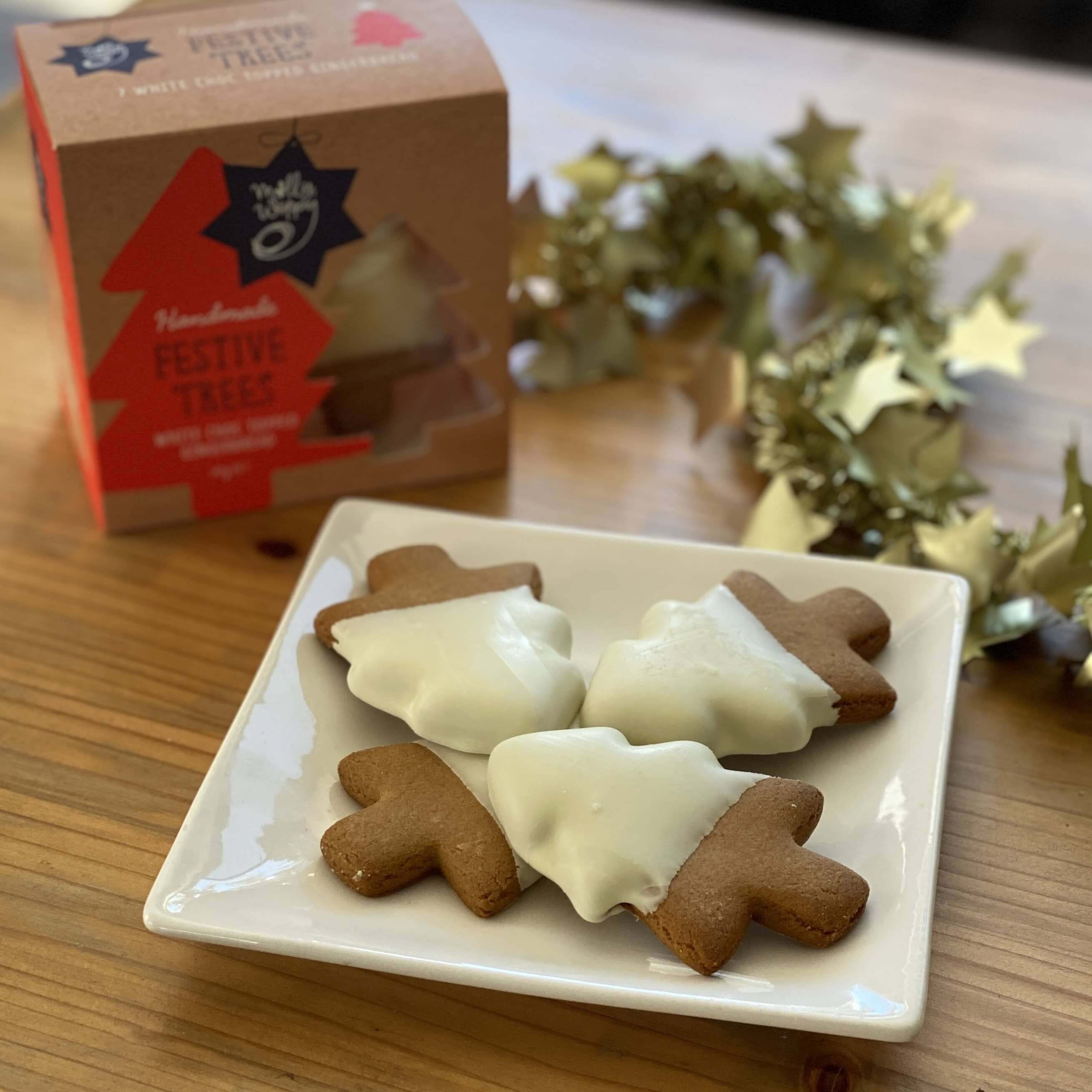 Festive Gingerbread Topped With White Chocolate Biscuits