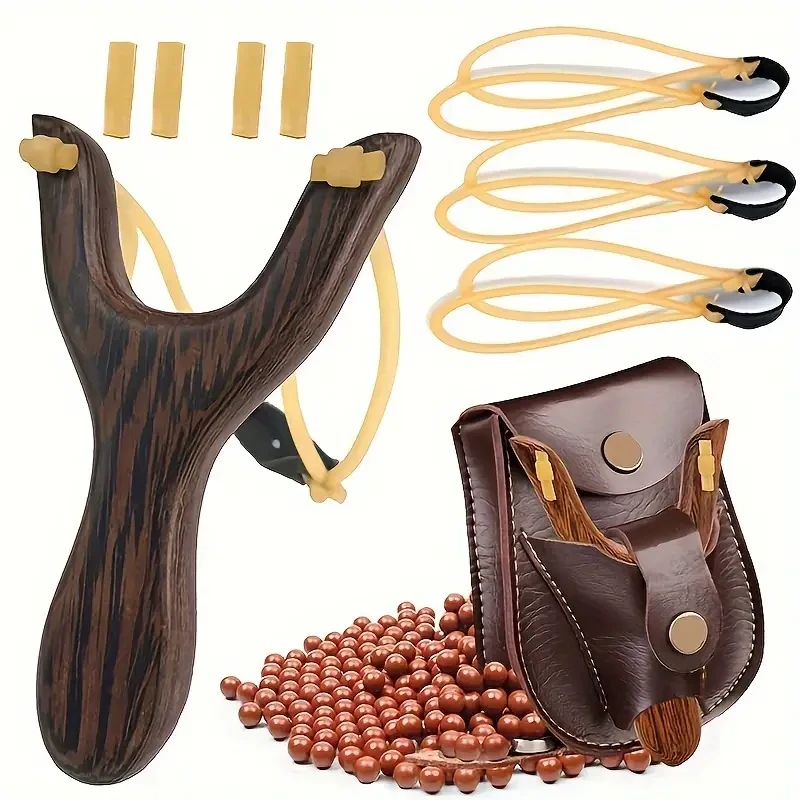 Premium Solid Wood Slingshot Set Mud Ball Launcher