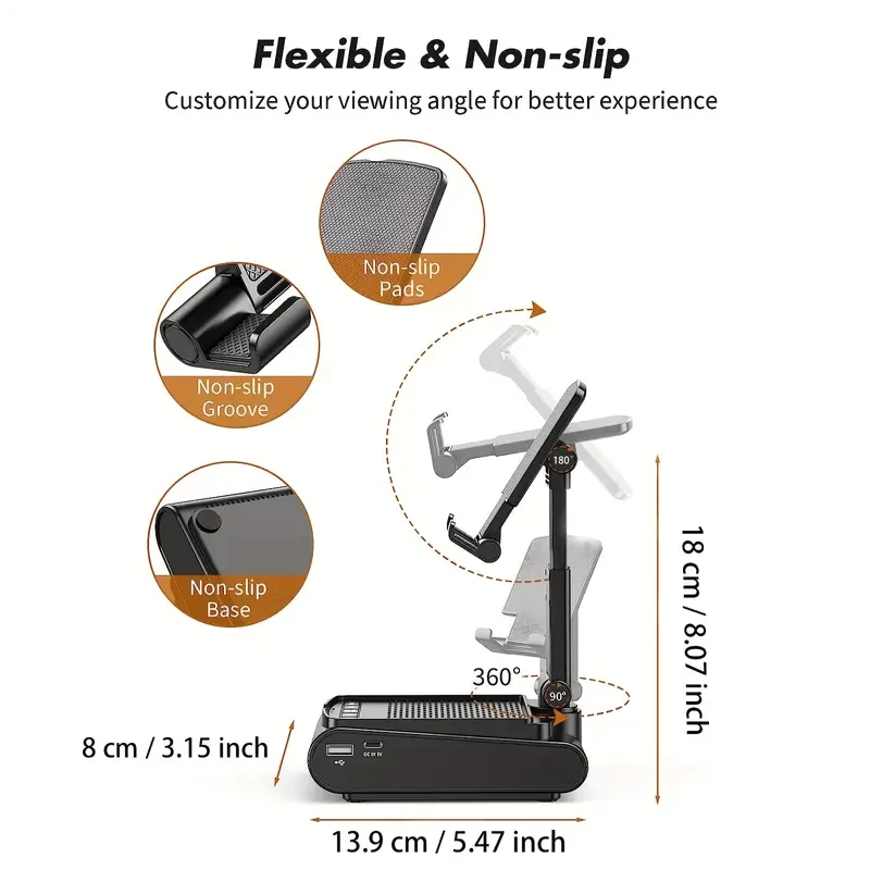 Portable Phone Stand Speaker Wireless Sound & Non-Slip Base