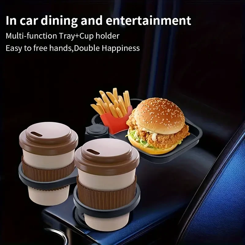 360 Rotatable Car Cup Holder Expandable Snack Tray