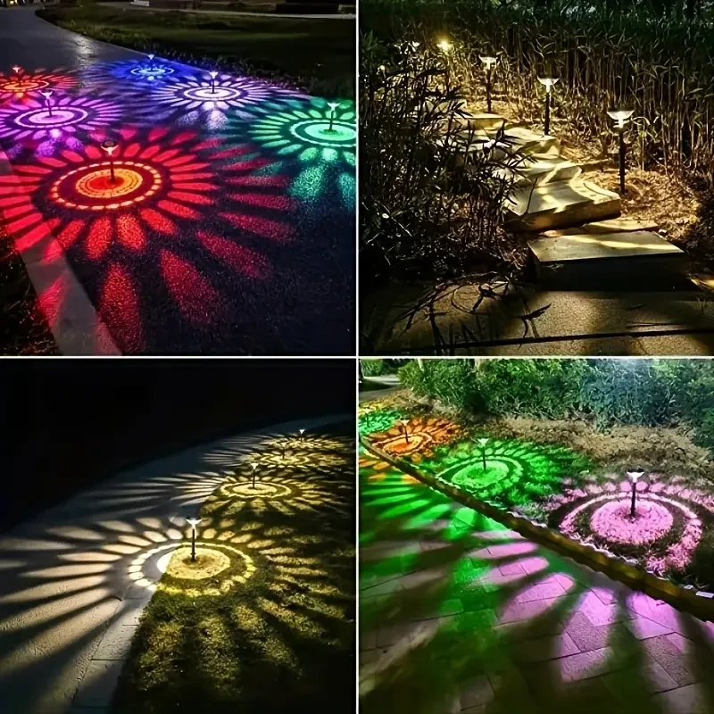 6pcs Solar Lawn Lights Warm & Color Decorative Pathway Lights