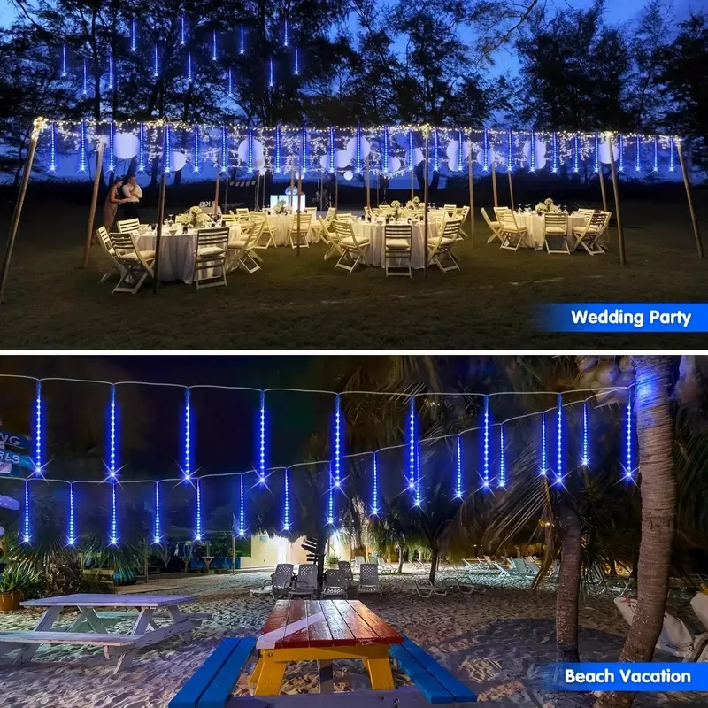 8 Strands 192 LED Solar Shooting Star Lights Waterproof & Festive