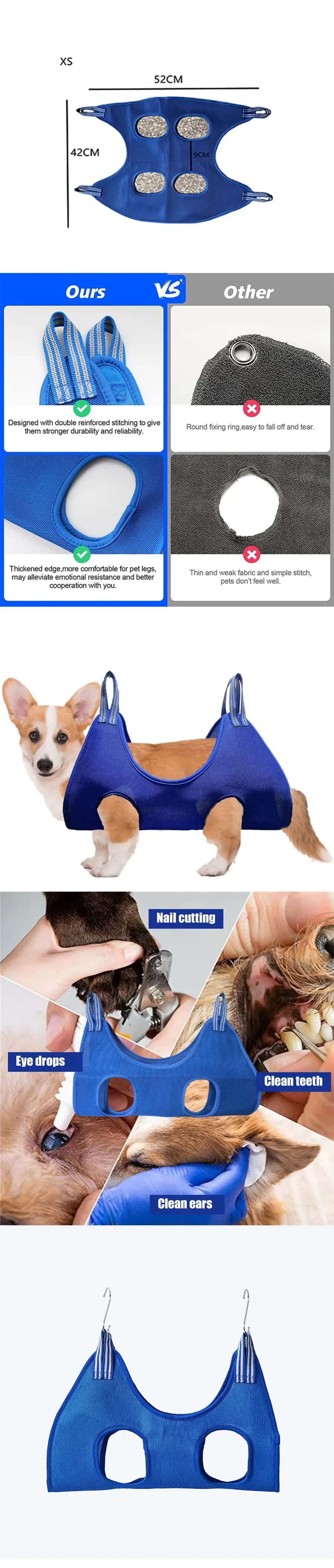 Dog Hammock Harness for Grooming, Dog Sling ,Nail Trimming, Dog Hammock Restraint ,Nail Trimming, Grooming, and Eye/Care Care