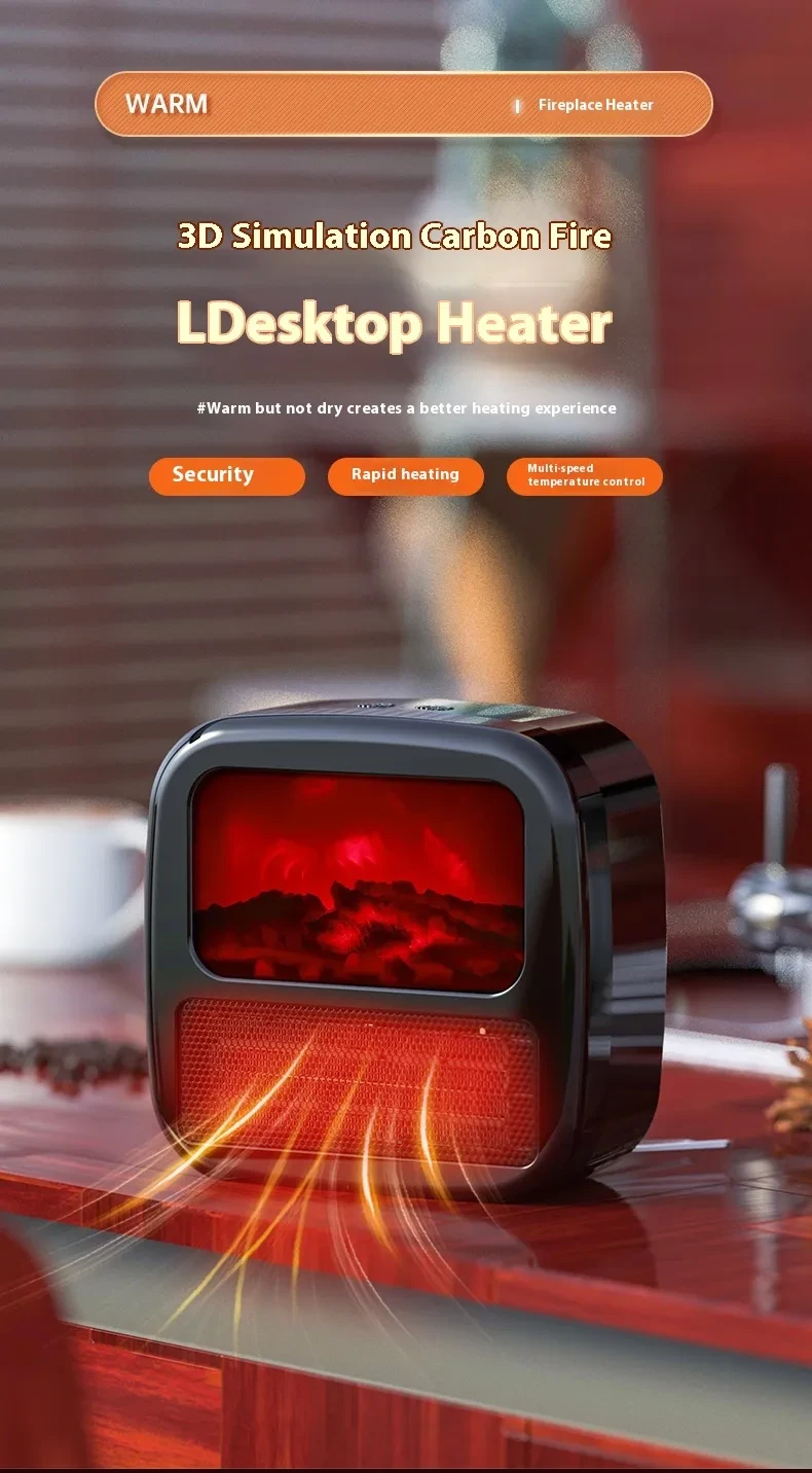 Household Electric Heater Warmer Portable 3D Anti-real Flame Electric Heater Warm Air Fan Room Winter Stove Radiator