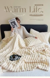 Soft Wind Bubble Velvet Blanket Warm Solid Rabbit Fur Blankets Double-sided Thickening Cover Throw Warm Fur Blanket