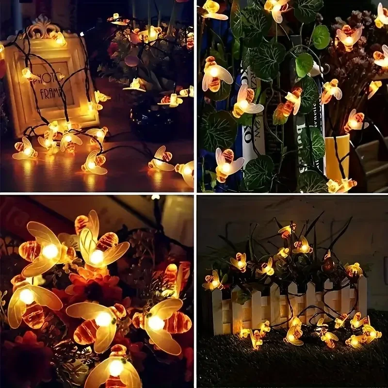 Solar Honey Bee String Lights 6.4m, 30 LED, 8 Modes