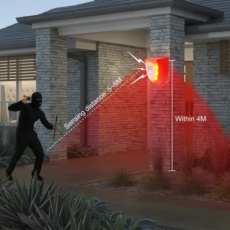 1pc Solar-Powered Security Alarm with 129dB Sirens, Motion-Activated Strobe Light Outdoor Warning System for Farms, Barns & Yards