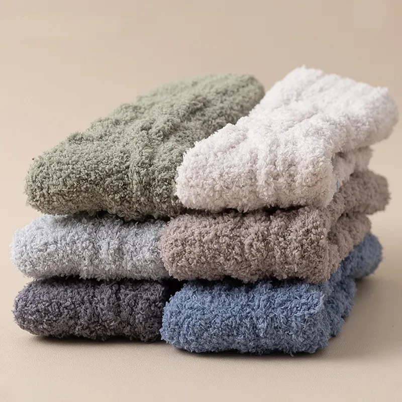 Winter Warm Fuzzy Coral Fleece Socks Thick Velvet Home Sleeping Floor Socks for Men & Women