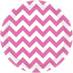 "Chevron 7""/17cm Round Plates New Pink - Pack of 8