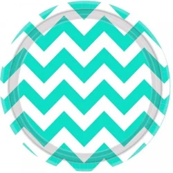 "Chevron 7""/17cm Round Plates Robin's-Egg Blue - Pack of 8