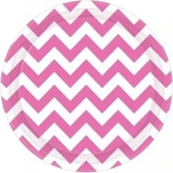 Chevron 23cm Round Plates New Pink - Pack of 8