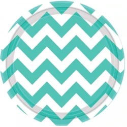 Chevron 23cm Round Plates Robin's-Egg Blue - Pack of 8