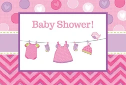 Postcard Invitations - Shower with Love Girl (8 units) - Pack of 8