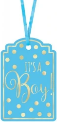 Foil-Stamped Paper Tags - Blue (25 units) - Pack of 25