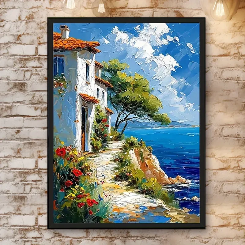 Coastal Town Scenery Canvas Print Poster