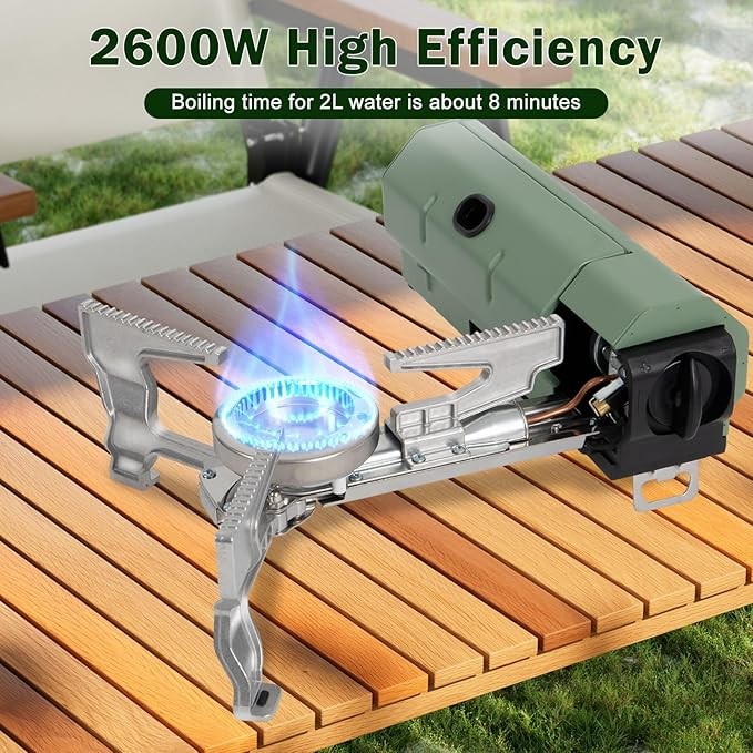 Orifesio Foldable 2600W Camping Stove Portable Butane Stove with Windshield & Storage Bag for Camping, Hiking & Travel