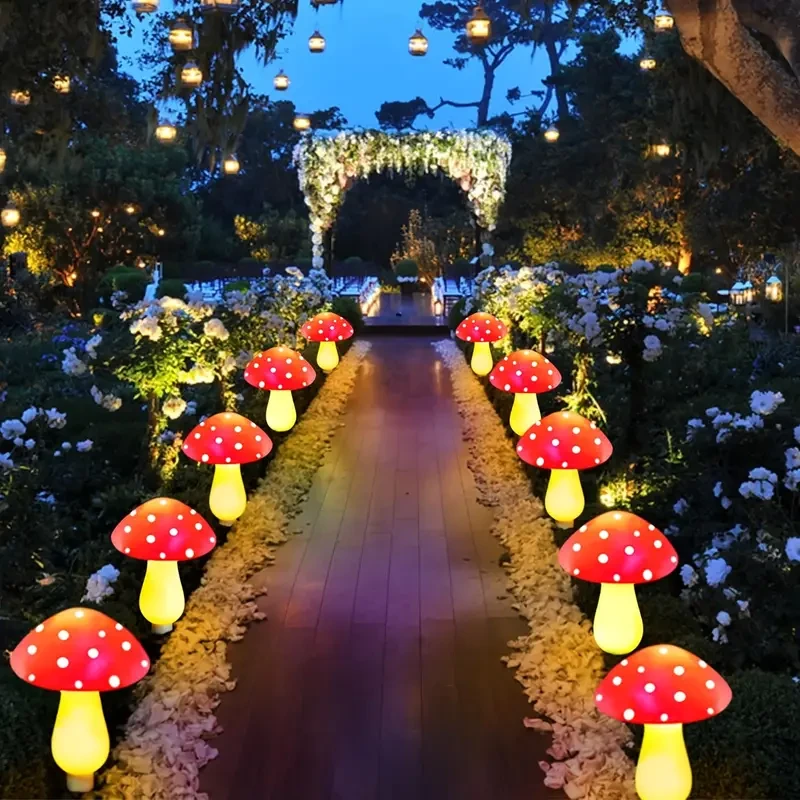 8pcs Solar Mushroom Lights Outdoor Garden Pathway Decor, 8 Modes, IP65 Waterproof