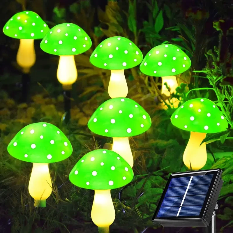 8pcs Solar Mushroom Lights Outdoor Garden Pathway Decor, 8 Modes, IP65 Waterproof