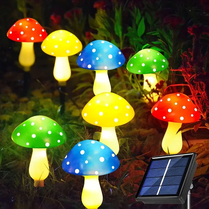 8pcs Solar Mushroom Lights Outdoor Garden Pathway Decor, 8 Modes, IP65 Waterproof
