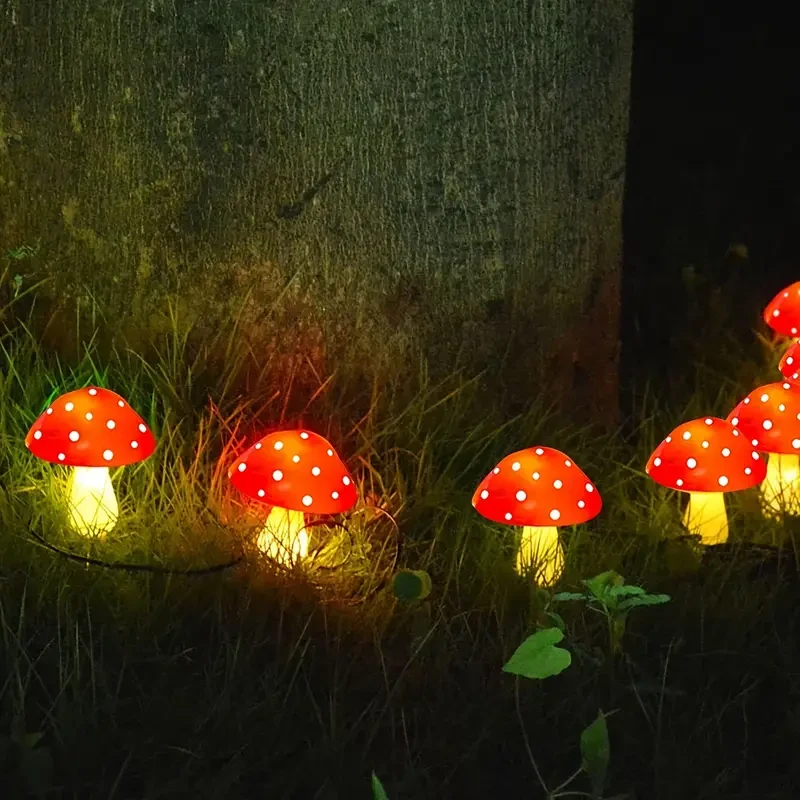 8pcs Solar Mushroom Lights Outdoor Garden Pathway Decor, 8 Modes, IP65 Waterproof