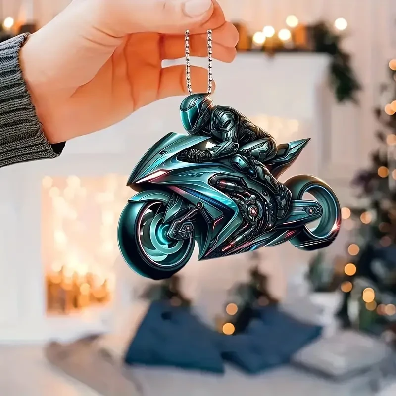 Motorcycle Acrylic Hanging Ornament 2D Sports Bike Keychain & Rearview Mirror Decor
