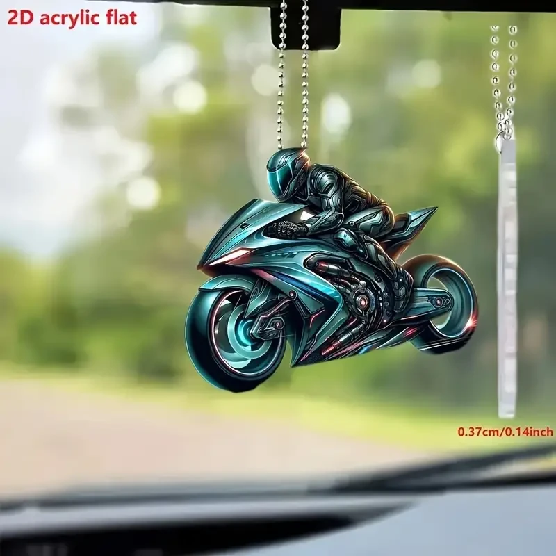Motorcycle Acrylic Hanging Ornament 2D Sports Bike Keychain & Rearview Mirror Decor