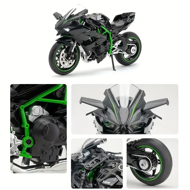 1:12 Alloy Motorcycle Toy Model Black Motorcycle with Sound & Light Effects