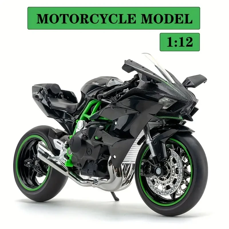 1:12 Alloy Motorcycle Toy Model Black Motorcycle with Sound & Light Effects