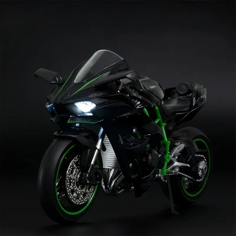 1:12 Alloy Motorcycle Toy Model Black Motorcycle with Sound & Light Effects