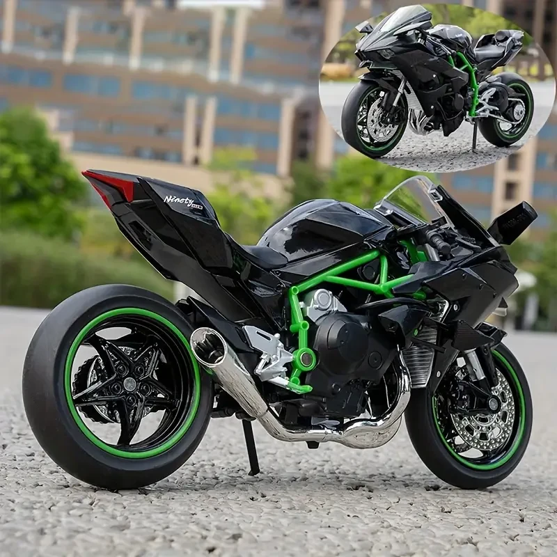 1:12 Alloy Motorcycle Toy Model Black Motorcycle with Sound & Light Effects