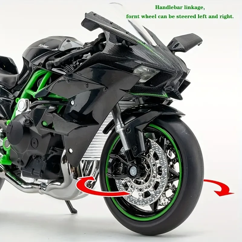 1:12 Alloy Motorcycle Toy Model Black Motorcycle with Sound & Light Effects