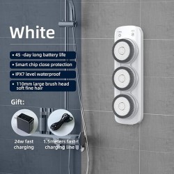 Electric Body Brush Back Scrubber  Wall-Mounted Rechargeable Body Shower Brush with Soft Bristles