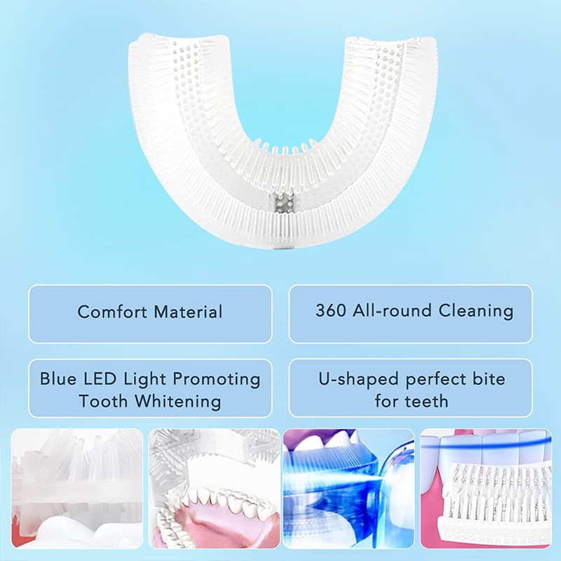 U-Shaped Ultrasonic Childrens Electric Toothbrush 360 Whitening Silicone Automatic Toothbrush