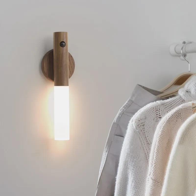 Auto LED USB Magnetic Wood Wireless Night Light