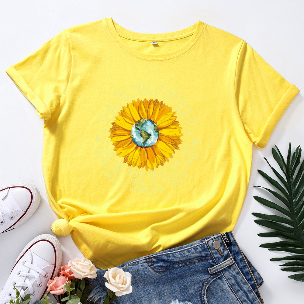 European & American Style Loose Round Neck Tee