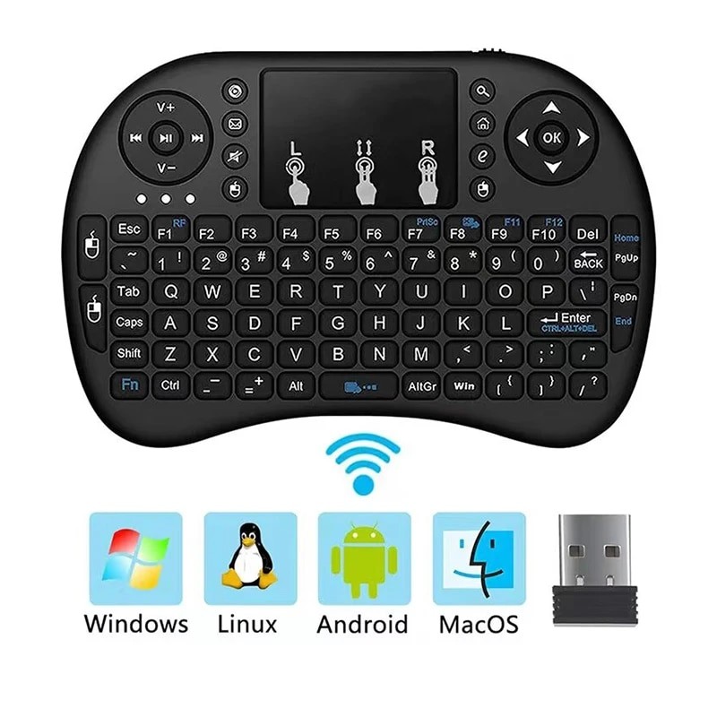 i8 Wireless Keyboard with Touchpad 2.4GHz Mini English/Russian Keyboard & Aerial Mouse for Laptop, TV Box & Projector